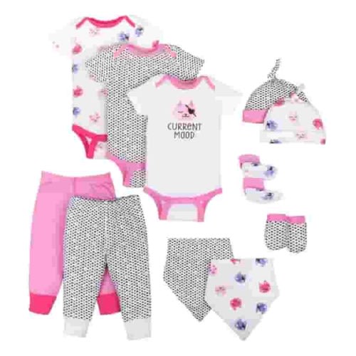 Little Star Organic Baby Girl Baby Shower Essentials Gift Set, 11-Piece, Size Newborn-9 Months