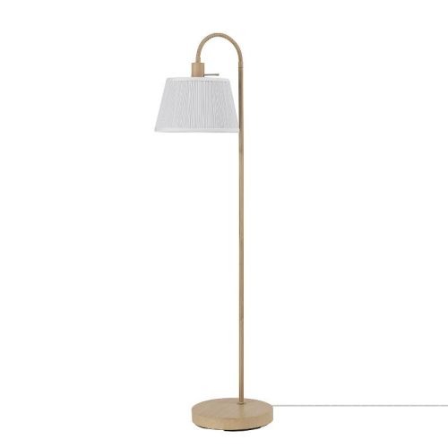68" Maris Light Faux Wood Floor Lamp With White Patten Shade - Globe Electric: Etl Listed, Linen Shade, Metal Body