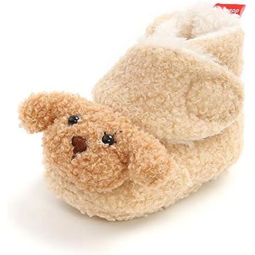Timatego Newborn Baby Boys Girls Booties Stay On Socks Non Skid Soft Sole Infant Toddler Warm Winter House Slipper Crib Shoes 0-18 Months