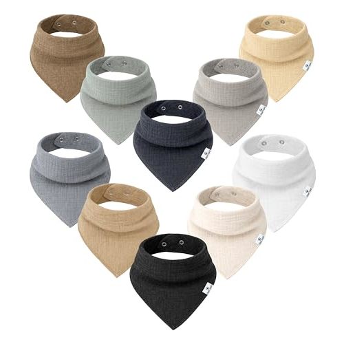 DiaperSquad's 100% Organic Cotton Baby Drool Bibs, Super Absorbent & Adjustable Baby Bibs for Drooling and Teething