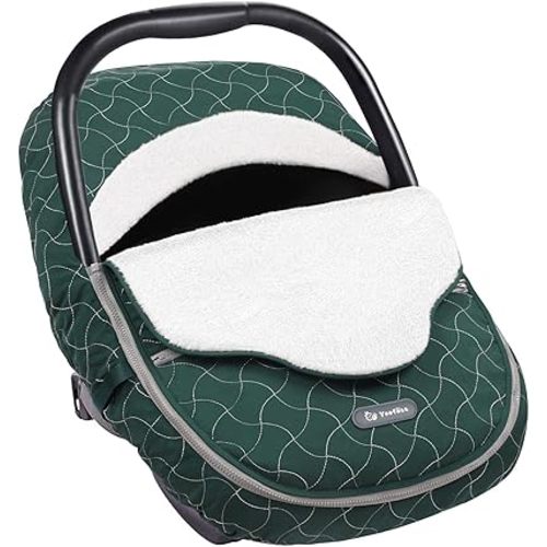 Yoofoss Baby Car Seat Cover Winter Carseat Canopies Cover to Protect Baby from Cold Wind Infant Boys Girls (Dark Green)