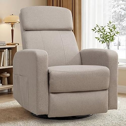 Power Swivel Recliner Chairs for Adults, Electric Glider Rocking Chair Nursery, Glider Recliner Nursery Chair with Classified Side Pocket, Nursery Rocking Chairs with USB and Type-C Ports