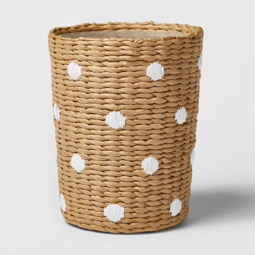 Woven Paper Dot Kids' Wastebasket - Pillowfort™: Off-white Toddler Bath Trash Can, Classic Pattern, Nest Certified