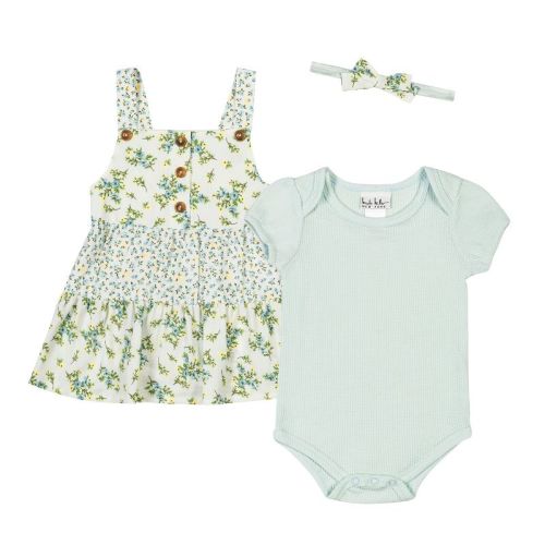 Nicole Miller Newborn/baby Girls 3 Piece Jumper Set, Ice Flow, 3/6m