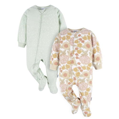 Gerber Baby and Toddler Neutral Microfleece Blanket Sleeper Pajamas, 2-Pack, Sizes 0/3 Months -5T
