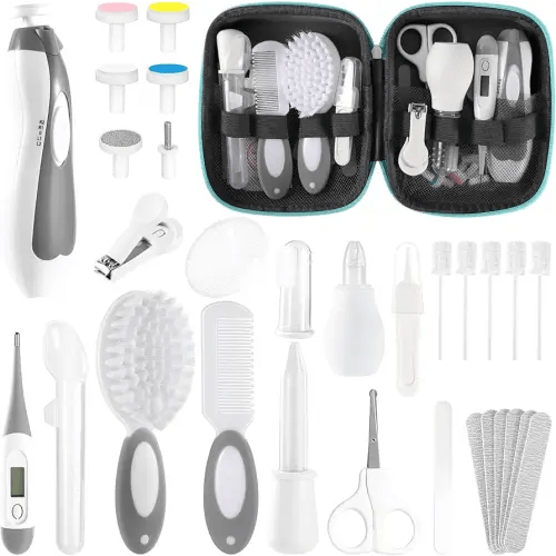 Baby Healthcare and Grooming Kit for Newborn Kids, 31PCS Upgraded Safety Baby Care Kit, Newborn Nursery Health Care Set, Baby Care Products (Grey White)