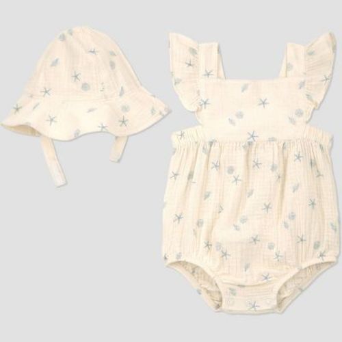 Carter's Just One You® Baby Girls' Seashell Bubble Romper and Hat Set - Ivory Newborn