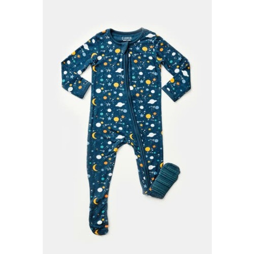 Soft & Stretchy Zipper Footie - Luna Midnight, 6-12M