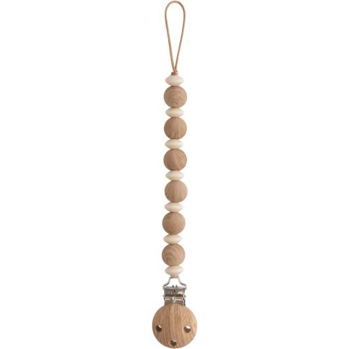 mushie 100% Silicone Baby Pacifier Clip BPA Free | Luna (Faux Wood)