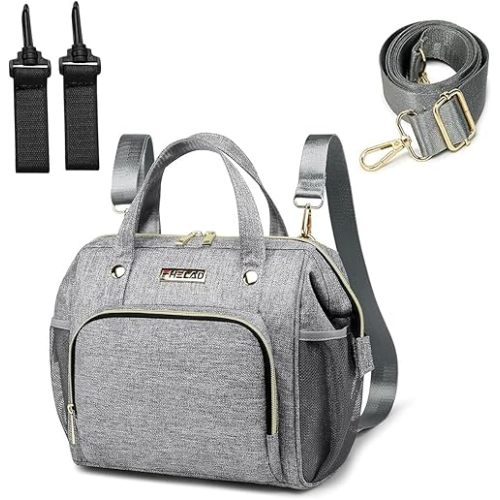 Small Diaper Bag Backpack, Toddler Diaper Bags Waterproof Multi-Function Newborn Baby Stylish Mini Crossbody Diaper Bag, Gray