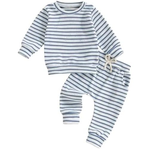 VISGOGO Baby Boy Clothes Toddler Fall Winter Outfit Sweater Toddler Boy Striped Clothes 6 12 18 Months 2 3T 4T Pant Set