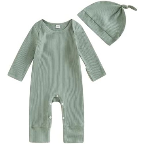 CIYCUIT Newborn Baby Boy Girl Romper Clothes Infant Solid Ribbed Onesie Bodysuit Jumpsuit Outfits