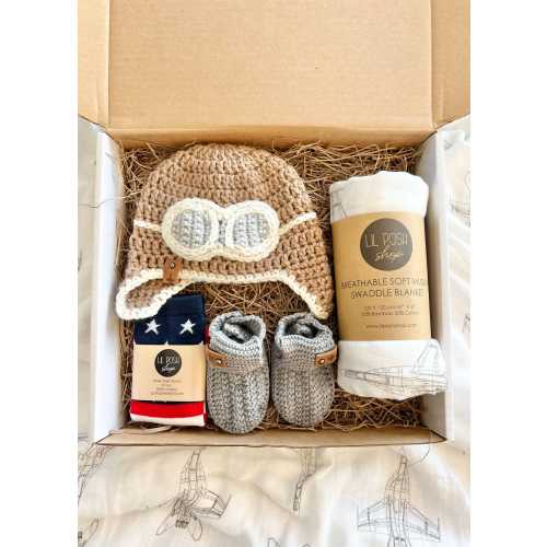 F/A-18E Superhornet Fighter Jet Baby Gift Box Set- TAUPE/GREY- Newborn gift- Squadron Baby Shower- Newborn Photoshoot- Little Aviator