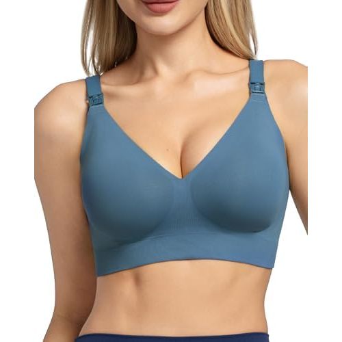 Momcozy CoolFit Nursing Bras for Breastfeeding, Ultra Stretch Seamless Jelly Strip Maternity Bra, Cooling Wireless