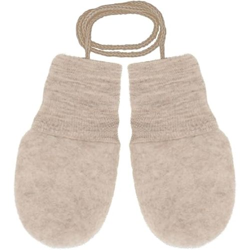 Baby Thumbless Mittens: Organic Merino Wool Snow Gloves with String