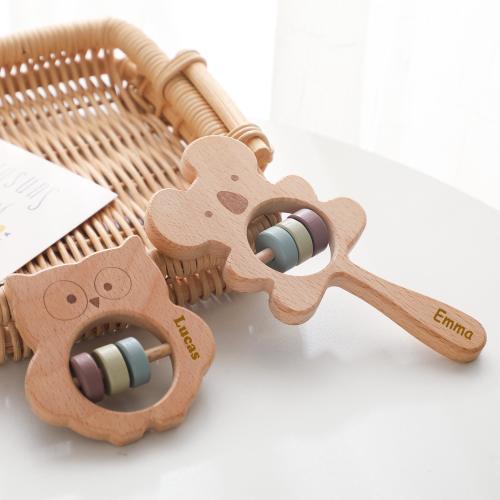 Personalized Baby Rattle for Baby,Custom Wooden Baby Rattle,Engraved Rattle with Name,Wooden Rattle Ring for Newborn Gift,Baby Shower Gift