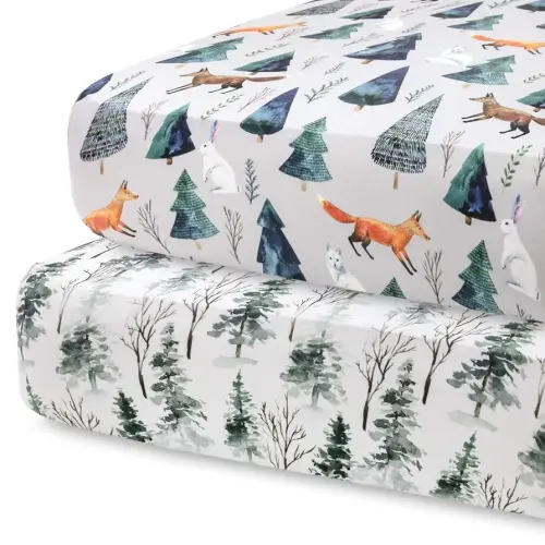 Pobi Baby - 2-Pack Fitted Crib Sheets for Boys, Girl - Baby Crib Sheets Neutral - Crib Mattress Sheet - Ultra-Soft Cotton Crib Sheets, Toddler Bed Sheets, Baby Boy Crib Sheets (Magical)