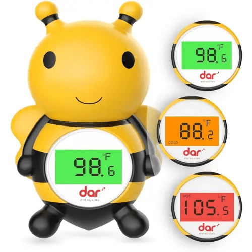 Baby Bath Thermometer, Digital Water Temperature Thermometer with 3 Color Backlit and Temperature Warning, Safety Bath Tube Thermometers Floating Toy for Infant, Toddler(Bee)