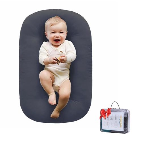 Baby Lounger for Newborn 0-24 Months, Soft Portable Infant Nest & Play Mat & Diaper Changing Pad for Home,Travel & Floor Time, Newborn Babies Essentials Gifts(Dark Gray)