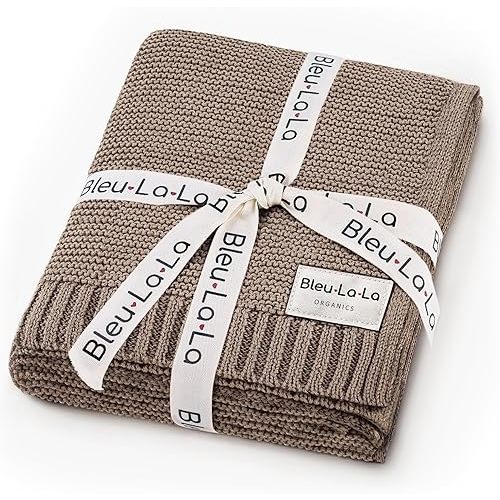 Organic Cotton Baby Swaddle Blanket - 100% Luxury Organic Cotton Knit Receiving Blanket - Soft Warm Unisex Shower Crib Blankets for Newborns Infants Boys & Girls (0-2Yrs - Milk Chocolate)