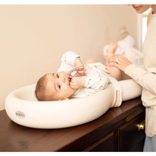 Keekaroo Peanut Changer Baby Vanilla – The Original Made in USA Easy-to-Clean Changing pad and The only Shell Over Foam, Fully Water Repellant, Wipeable Diaper pad, Wipe-Clean Changing pad