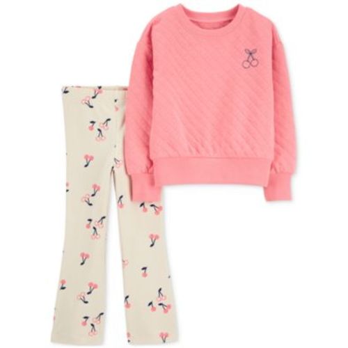 Baby Girls Cherry Double-Knit Pullover Top & Flare Leggings, 2 Piece Set
