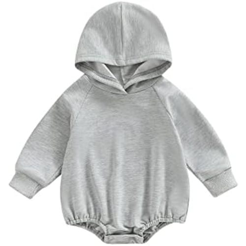 Thorn Tree Newborn Baby Boys Hooded Sweatshirt Long Sleeve Solid Romper Infant Baby Fall Winter Spring Outfits