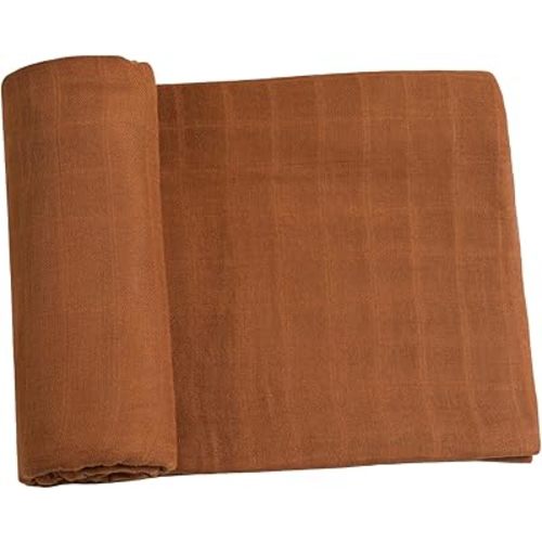 Meracorallo Muslin Swaddle Blanket Silky Soft Receiving Blanket Swaddle Wrap for Baby Boys and Girls, 47 x 47 inches, Brown