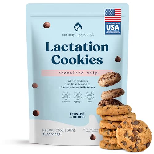 Lactation Cookies Breastfeeding Supplement - Chocolate Chip - Support Mothers Breast Milk Supply Increase - with Brewers Yeast Powder, Oat Flour, and Flax for Lactation - Fenugreek Free - 1.25 LBS