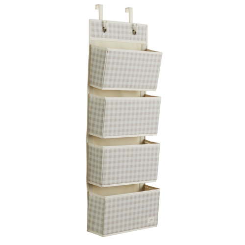 3 Sprouts Over-the-Door Organizer, Beige Gingham