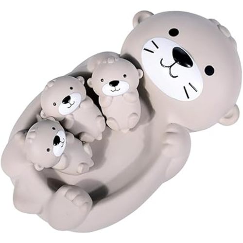 Otter Bath Toy Set, 1 Mother Otter and 3 Baby Otters, Lovely Otter Family Tub Toy Parent-Child Otter Floating Water Toy Soft Squeeze Bathtub Toy for Babies