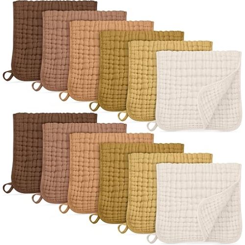 Muslin Burp Cloths for Baby 100% Cotton Burping Cloths for Boys & Girls - Earth Brown