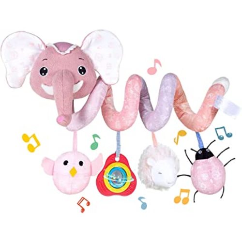 Koty Newborn Car Seat Toys, Stroller Toys for Babyies 0-6 Months,Infant Activity Spiral Plush Toys Hanging - Carseat Stroller Crib with Musical Rattle Toy for Boys Girls 0 3 6 9 Months