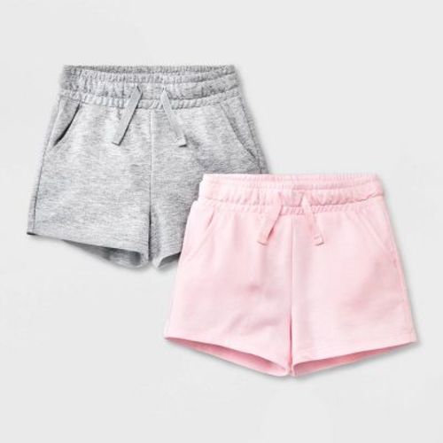 Toddler Girls' 2pk Knit Shorts - Cat & Jack™ Gray/pink 12m