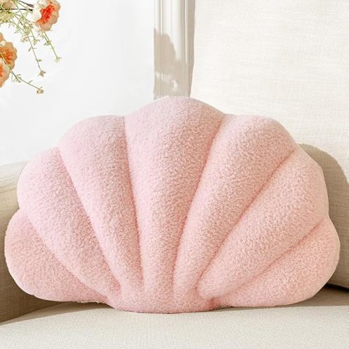 Pink Seashell Throw Pillows, Shell Shaped Pillow, 18x13 Inch