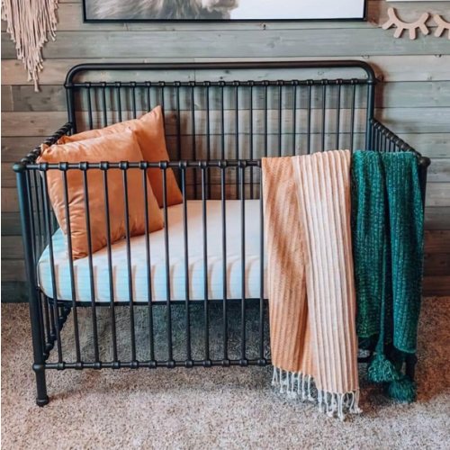 Namesake Winston French Vintage Iron Steel 4-in-1 Convertible Crib | Kathy Kuo Home