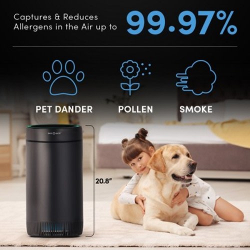 SAFE + MATE - True HEPA Air Purifier - Air Cleaner - Home or Office - Black