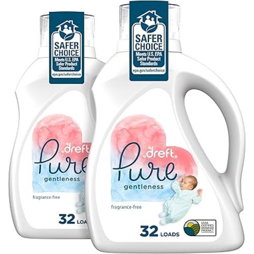 Dreft Pure Gentleness Liquid Baby Detergent, Fragrance Free, 46 Fl Oz, Pack Of 2
