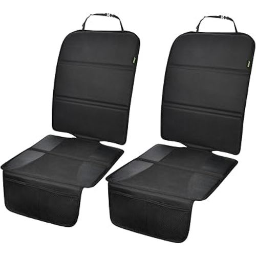 Car Seat Protector, 2 Pack Auto Seat Protectors for Child Car Seat with Thick Padding, Seat Cover Mat for Under Baby Seat to Protect Leather Seats, Black
