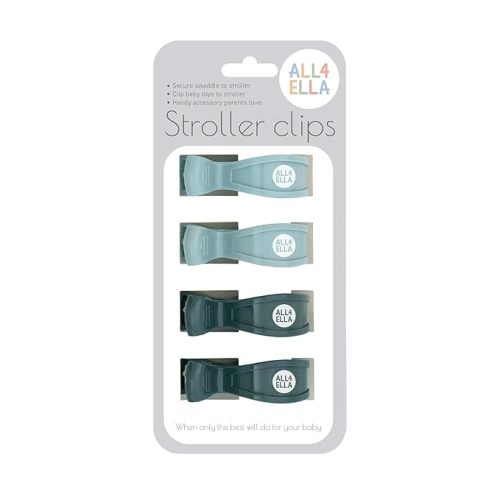 Baby Blanket Stroller Clips (4 Pack) | Hooks Muslin to Stroller | Australian Baby Product | Infant/Toddler | Charcoal/Sage