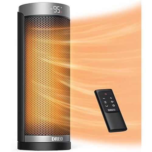Dreo Space Heaters for Indoor Use, Electric Heater with Remote for Bedroom Large Room, 16 inch Upgraded 1500W Fast Heating with Thermostat, Overheating & Tip-Over Protection, 70°Oscillating, Portable