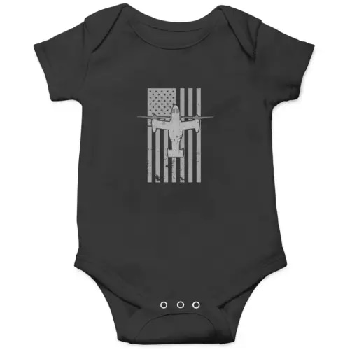 V-22 Osprey Tilt-Rotor Aircraft Vintage Flag Design T-Shirt Onesies Kids's Short Sleeve Onesie NB (0-3M) Black sold by PhilJackson | SKU 1086510879 | Printerval