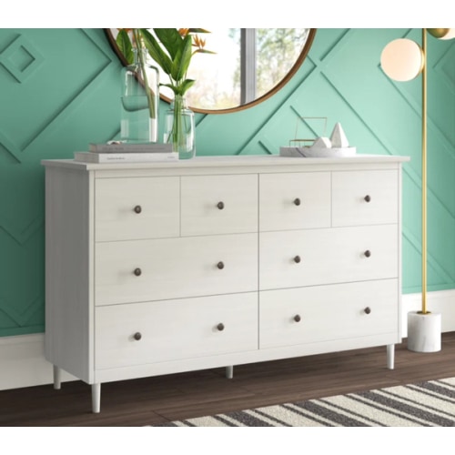 White Bhuneshwar 6 Drawer Solid Wood Double Dresser