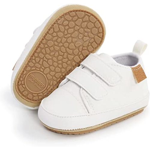 Baby Boys Girls Shoes Non-Slip Rubber Sole High-Top PU Leather Sneakers Infant First Walking Shoes Toddler Crib Shoes Newborn Loafers Flats