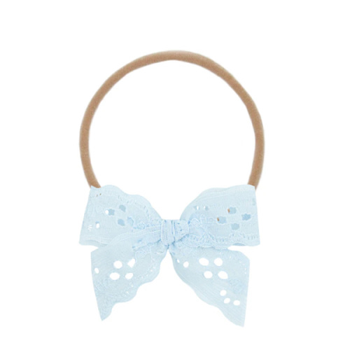 Lace Bow - Baby Blue Eyelet Headband – Lou Lou & Company