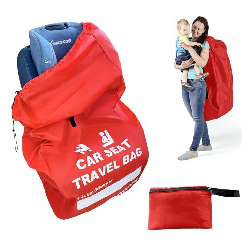 Car Seat Travel Bag for Airplane,Waterproof Car Seat Cover for Single & Double Strollers - Booster Seat Travel Bag Carseat Carrier for Airport,Extra Large Gate Check Stroller Travel Bag for Airplane