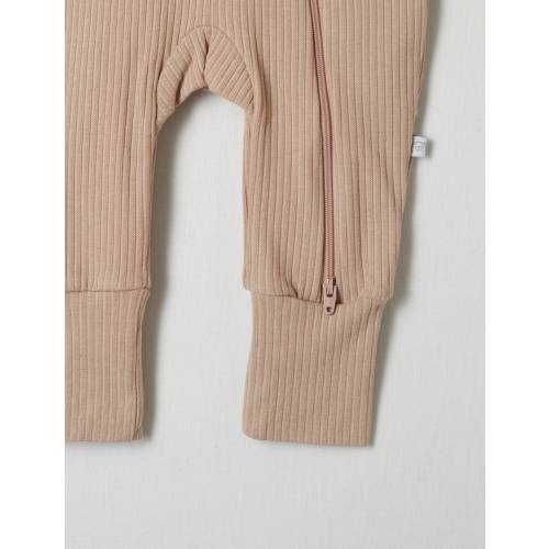 Teeny Weeny Sleep Rib Sleepsuit, Rose Beige