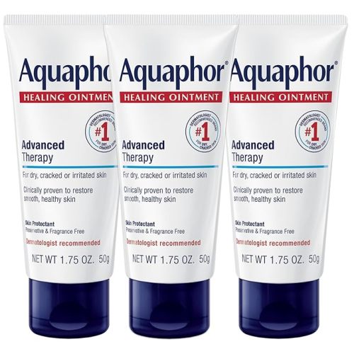 Aquaphor Advanced Therapy Healing Ointment, Hypoallergenic, Fragrance Free Body Moisturizer for Dry Skin and Minor Wound Care, Travel Size Skin Care Set, 1.75 Oz Tube, Pack of 3