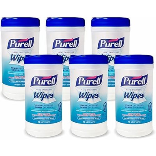 Purell Hand Sanitizing Wipes, Clean Refreshing Scent, 40 Count Hand Wipes Canister (Pack of 6) - 9120-06-CMR