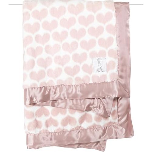 Little Giraffe Baby Blanket - Luxe Soft Blanket with Satin Trim - Baby Stroller Blanket - Newborn Baby Essentials & Baby Gifts - 29"x35" - Heart Army Dusty Pink